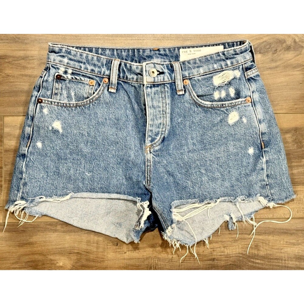 rag & bone Cut-Off Frayed Hem Distressed Denim Shorts Size 26